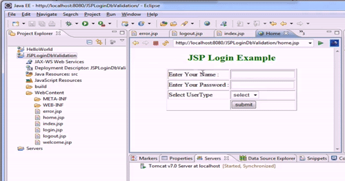 How to write a jsp login page